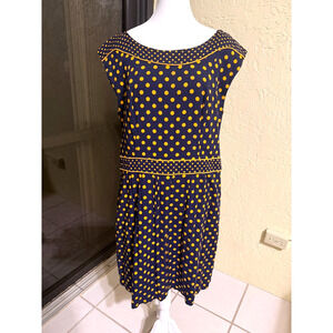 Pepperberry Navy Yellow Polka Dot Dress Size 16 Curvy Fit